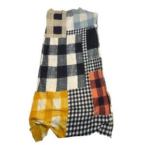 Zara Gingham & Plaid Patchwork Linen/Cotton Blanket Scarf